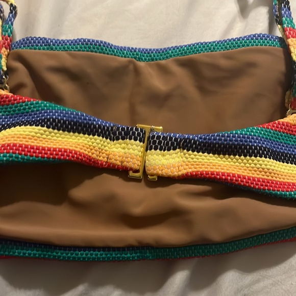 Montce Rainbow Stripe Bikini Top - Red Yellow Green Blue Purple - Picture 4 of 6
